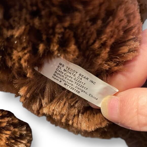 Ms Teddy Bear Plush Striped Scarf Nursery Decor Stuffed Animal Shower Gift 15" - Picture 8 of 9